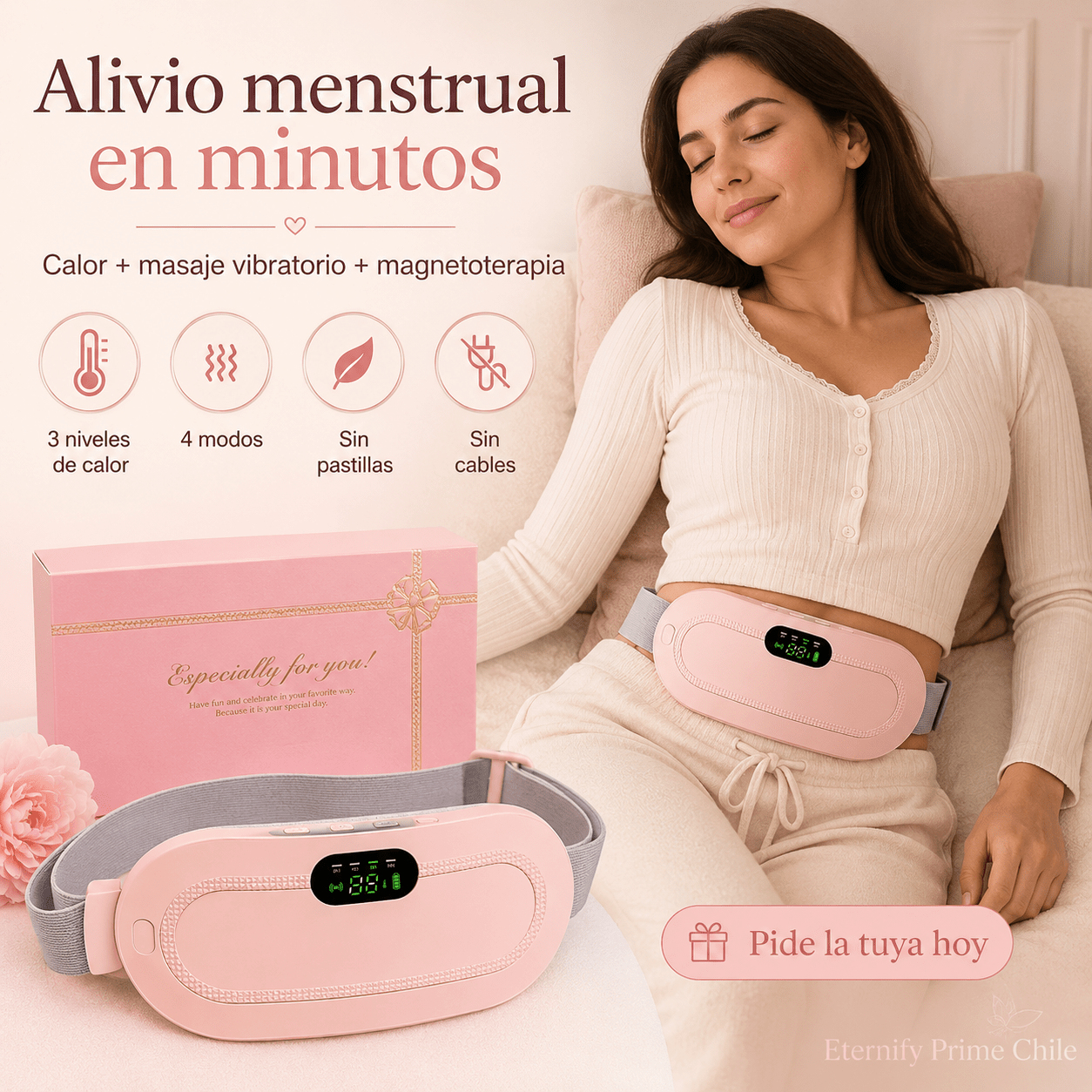 Almohadilla Térmica Menstrual Inalámbrica con Masaje y Calor - Eternify Prime Chile