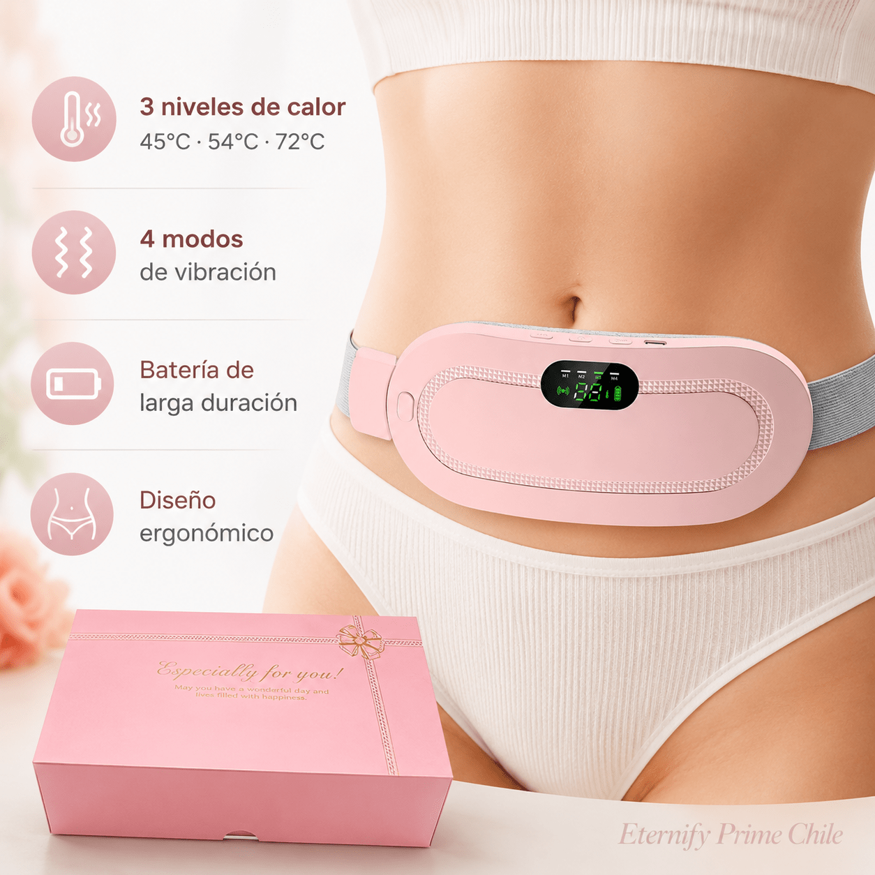 Almohadilla Térmica Menstrual Inalámbrica con Masaje y Calor - Eternify Prime Chile
