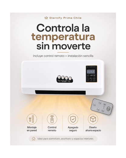 Calefactor de Pared Portátil Aire Caliente con Control Remoto - Eternify Prime Chile