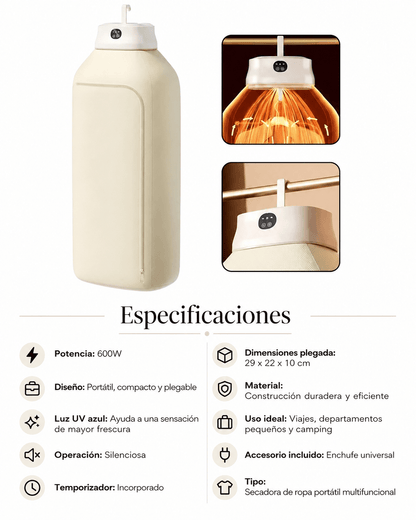 Secadora de Ropa Portátil 600W - Eternify Prime Chile