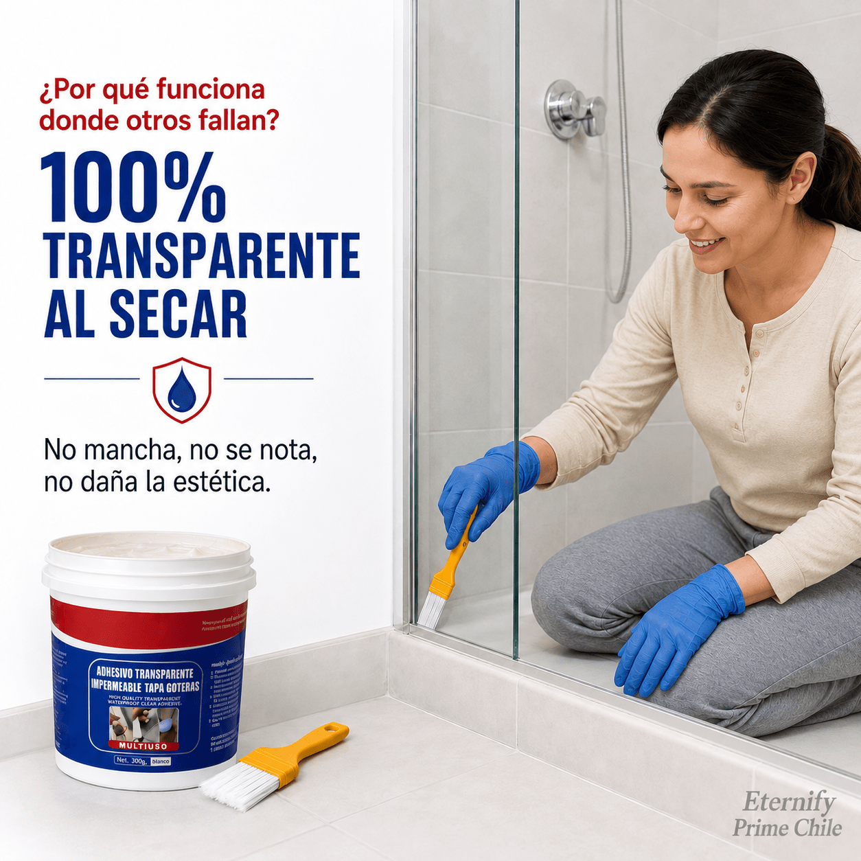 Sellador Transparente Impermeable para Grietas y Filtraciones 300g - Eternify Prime Chile